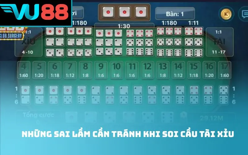 Những sai lầm cần tránh khi soi cầu tài xỉu